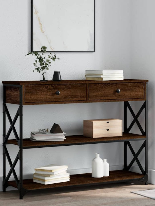 Console Table Wood & Metal Καφέ Δρυς L100xW28xH...