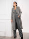 Women's Gray Coat with Buttons