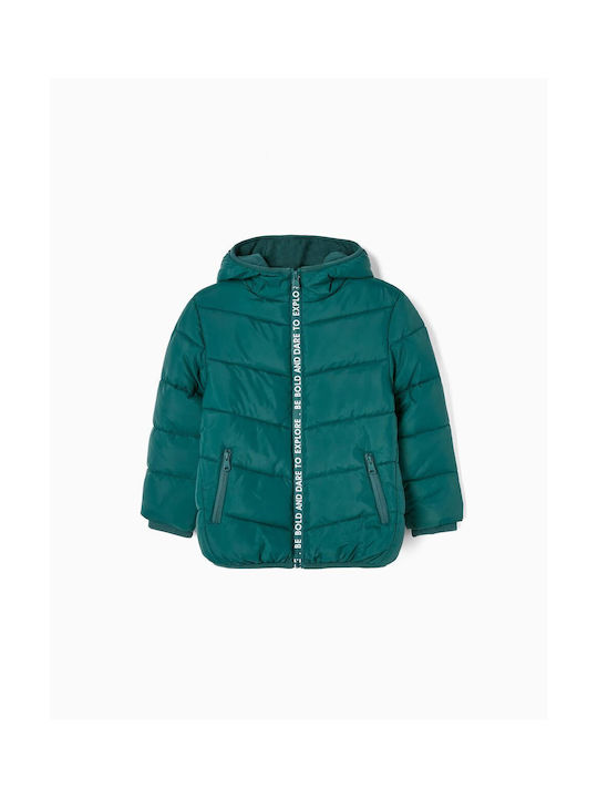 Zippy Kids Quilted Jacket with Lining & Hood Green