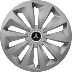 Jestic Car Hubcap Set with Mercedes Benz Emblem 14" 4pcs Gray