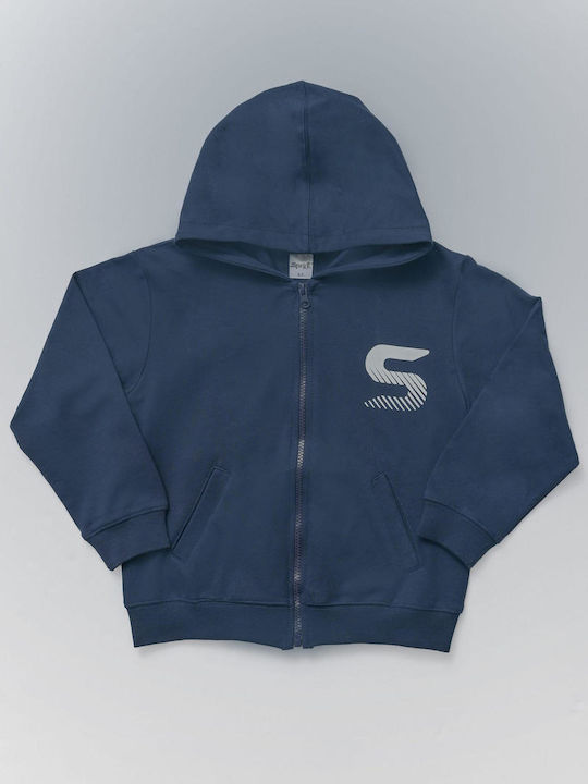 Kids Sweatshirt Cardigan with Hood Blue