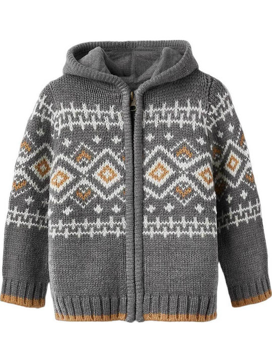 Kids Cardigan Knitted with Hood Gray