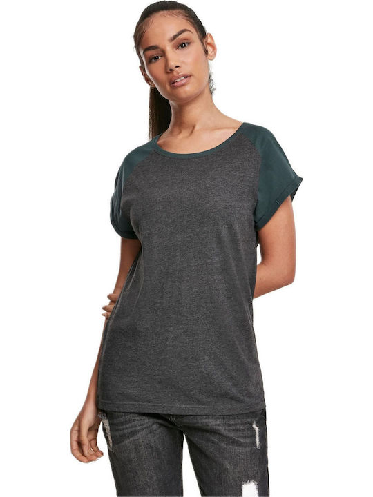 Urban Classics Femeie Tricou Charcoal/Bottlegreen