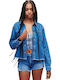 Langärmelig Damen Denim Hemd Blue