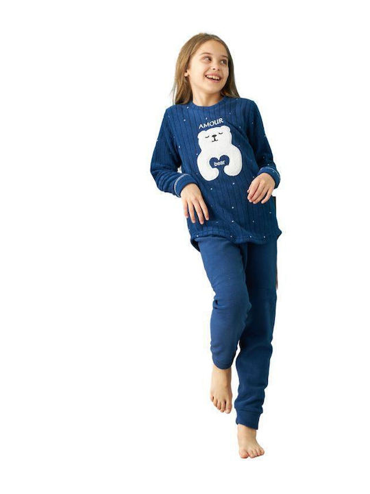 Misenza Детска пижама Зимна Поларена Dark Blue