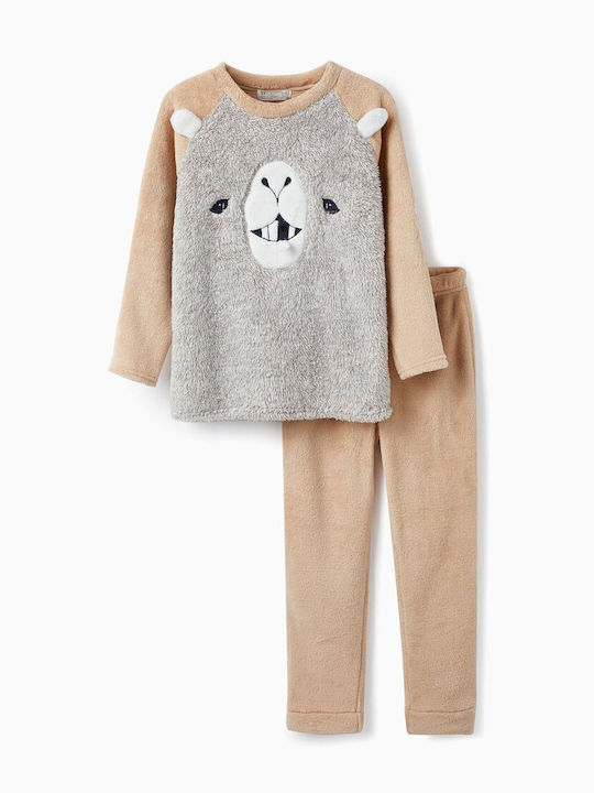 Zippy Pijama pentru copii De iarnă De catifea Beige