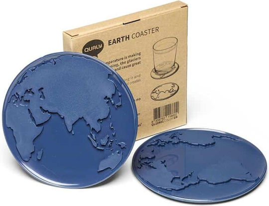 Qualy Earth Rotund Suporturi pentru pahare Plastic Albastru 10cm QL10401 2buc