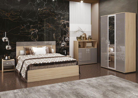 Bedroom Furniture Set Grace 2 Sonoma/Grey 160x200cm 5pcs