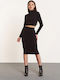 Edward Jeans Pencil Midi Skirt in Black color