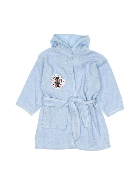 Minilori Baby Kids Hooded Bathrobe Light Blue