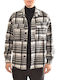 Long Sleeve Overshirt in Regular Fit Checked White/Black