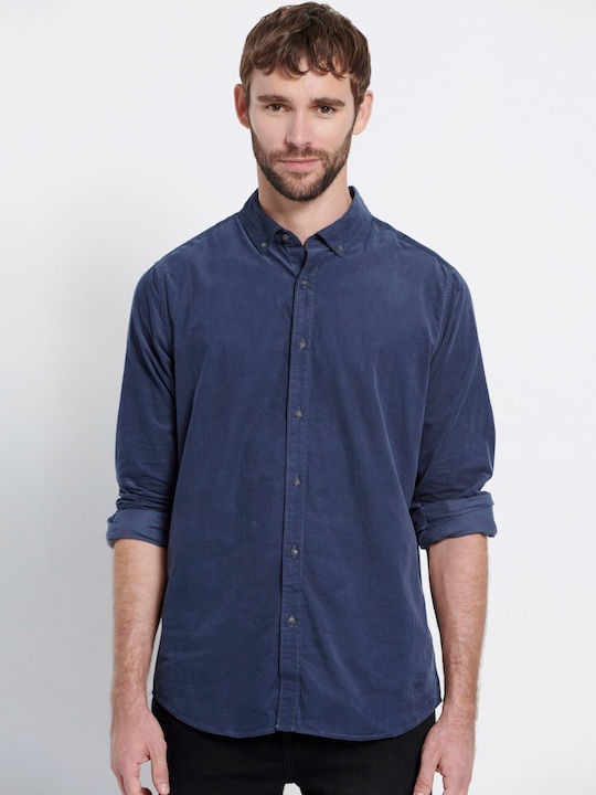 Marron Men's Shirt Long Sleeve Blue