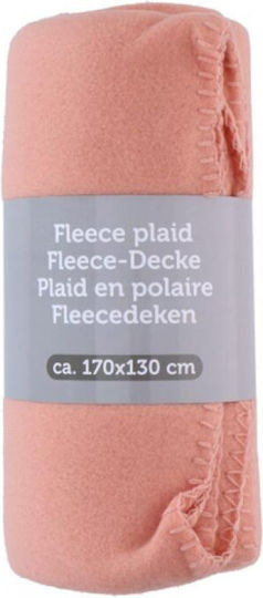 Κουβέρτα Fleece Μονή 170x130εκ. Ροδακινί