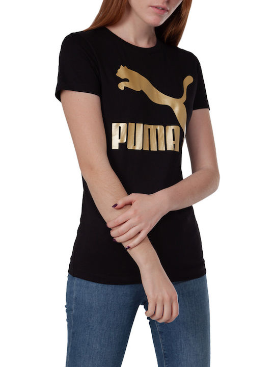 Puma Classics Logo Damen T-Shirt Black.