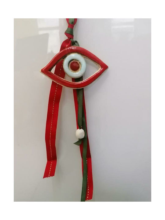 Handmade Pendant Ceramic Eye Red 9x6