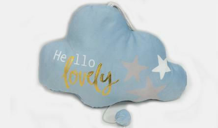Dekokissen für Wiege mit Musik Hellblau 38x27cm