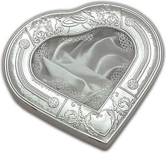 Slevori Hochzeitskronen-Etui Herz Silber 29x27.5εκ.