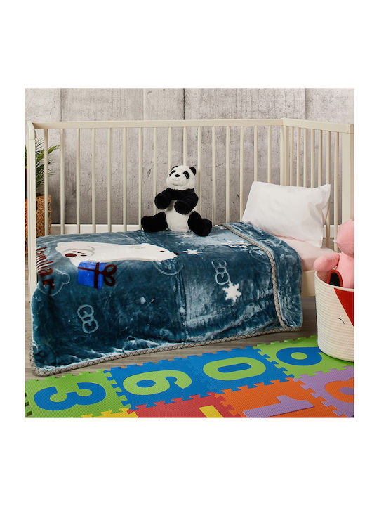 Whitegg Blanket Cot Velvet Petrol Blue 100x130cm
