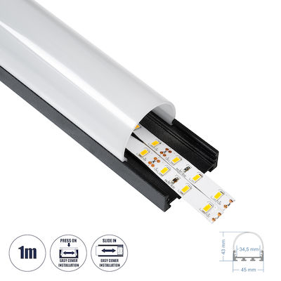 GloboStar Agățat Profil de aluminiu pentru banda LED cu Opal Capac 100cm