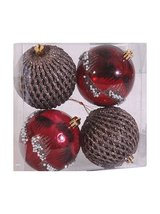 Hanging Ball Ornament Ornament Plastic Purple 8cm Set 4pcs
