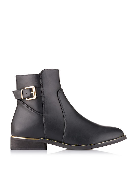 Diamantique Leder Damen Knöchelstiefel Schwarz