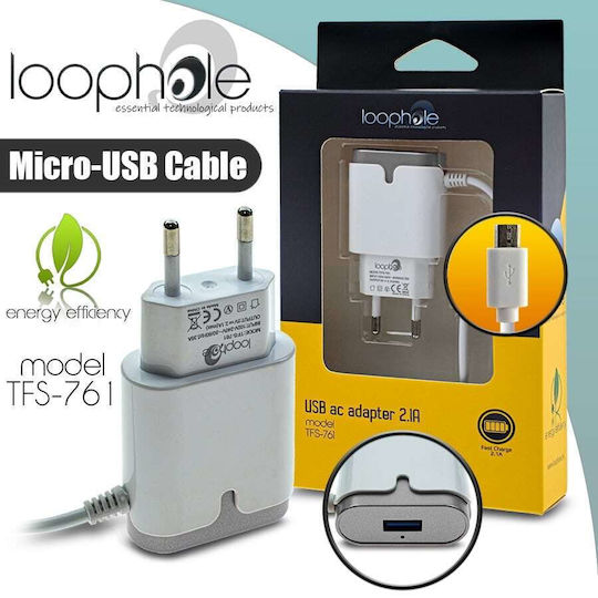 Loophole Φορτιστής με Ενσωματωμένο Καλώδιο micro USB 10W Γκρι (0719.057)