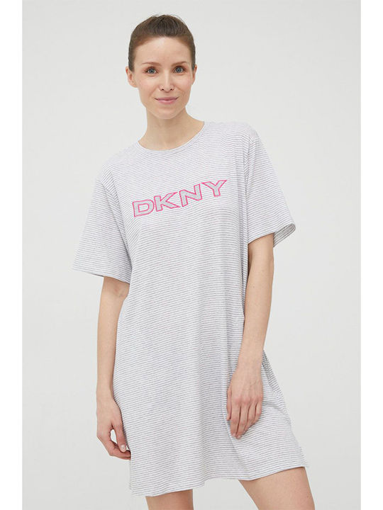 DKNY Women's Blouse Cotton Short Sleeve Gray