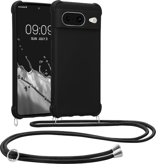 KWmobile Matte Umschlag Rückseite Silikon mit Band Schwarz (Google Pixel 8)