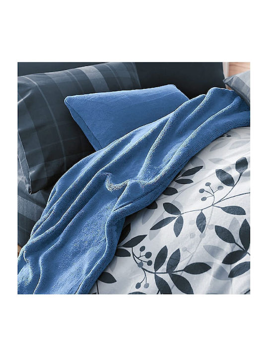 Κουβέρτα Fleece Υπέρδιπλη 220x240εκ. Σιέλ 100-1281-6
