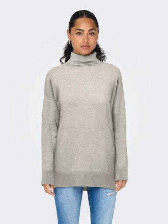 Only Women's Long Sleeve Pullover Turtleneck Taupe
