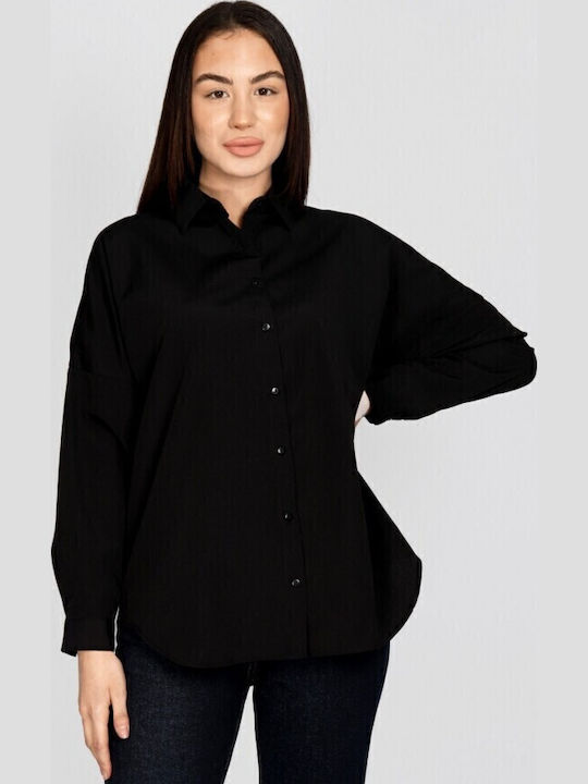 Langärmelig Damen Hemd Black