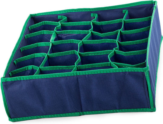 Verk Group Fabric Drawer Organizer for Ties / Underwear / Belts / Socks in Blue Color 34x30x10cm 2pcs