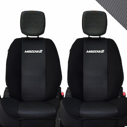 Acoperă Scaunul Unic 2 Bucăți Piele Sintetică Carbon Neagră AC-52445