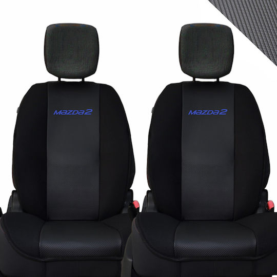Car Seat Back 2pcs Leatherette Carbon Black