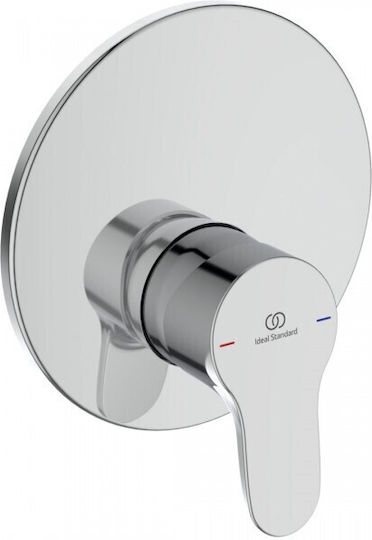 Ideal Standard Σετ Μίκτης & Κεφαλή Ντουζ Εντοιχισμού για Ντουζιέρα 1 Εξόδου Ασημί