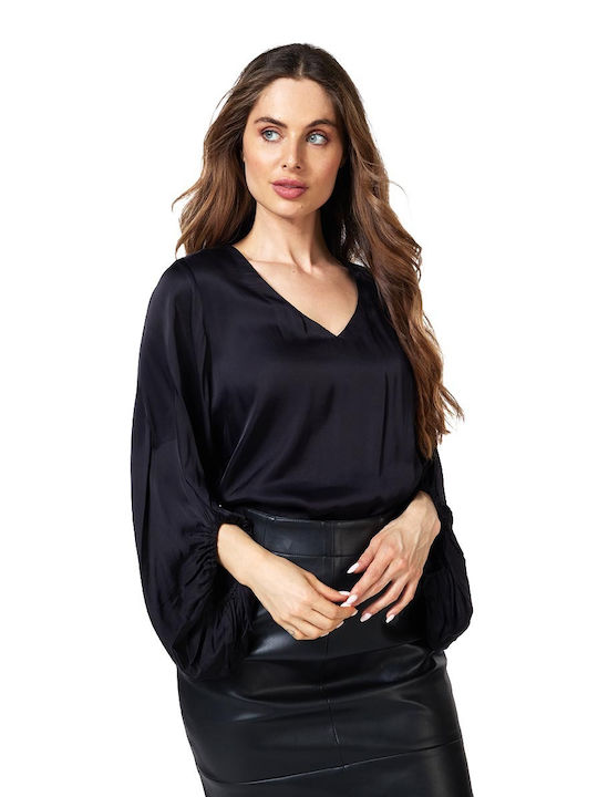 Esqualo Damen Bluse Langärmelig Black