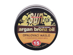 Vivaco Sun Argan Bronz Oil Glitter Effect SPF15 Protecție solară Cremă 200ml