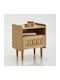 Bedside Table Malu Made of Solid Brown Wood 40x30x48cm