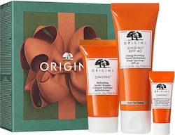 Origins Brightening Origins Brilliant Bests Ginzing Trio To Refresh & Illuminate Suitable for All Skin Types with Body Scrub / Sunscreen / Eye Cream 50ml