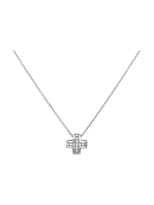 Weißgold Kreuz 14K mit Kette