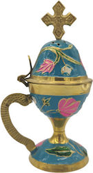 Bronze censer with blue enamel 14cm