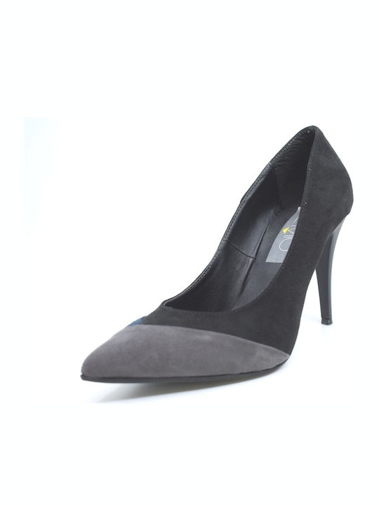 Il Mio Collection Suede Pointed Toe Black Heels