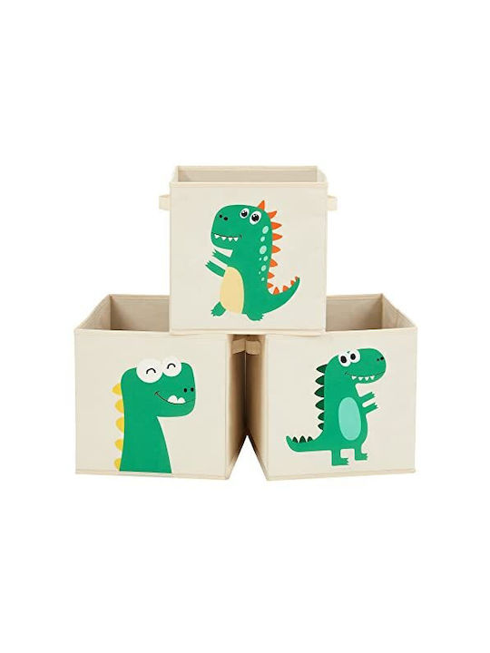 Songmics Kinder Aufbewahrungsbox Faltbar aus Stoff Box Set Beige 30x30x30cm 3Stück