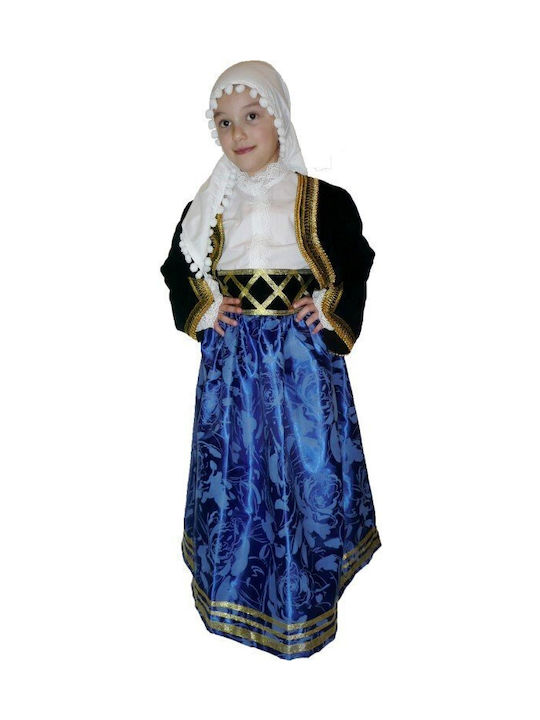 Traditional Costume Cretan Girl from Chania with 3 Rows Necklace