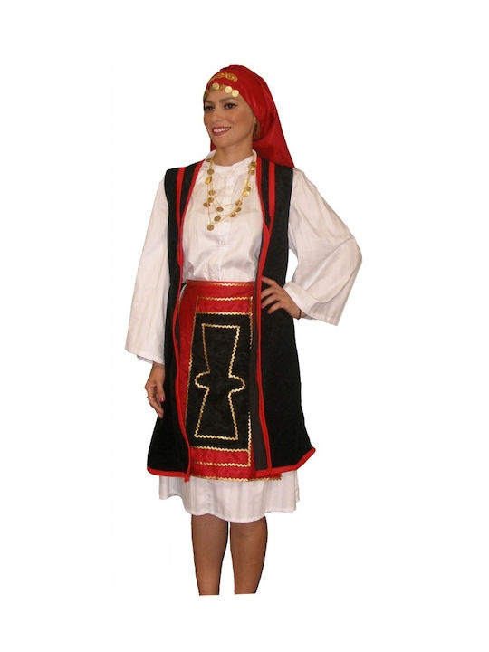 Traditional Costume Sarakatsana with Scarf with 2 Rows Necklace