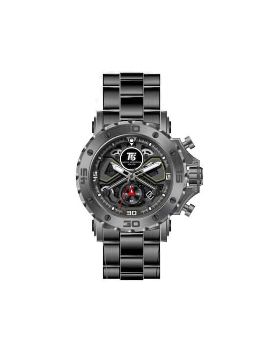 T5 Uhr Chronograph Batterie mit Schwarz Metallarmband