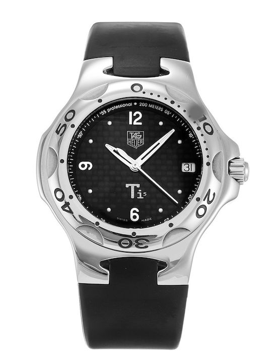 TAG Heuer Herrenuhr Batterie mit Schwarz Kautschukarmband WL1180