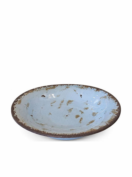 La Belle Maison Dekorative Platte Rund Stein Blau 32x32x5cm D683