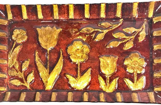 La Belle Maison Platou Decorativ Rectangular Din Sticlă Roșie 40x23x2cm La Belle Maison Platou Decorativ Rectangular Din Sticlă Roșie 40x23x2cm