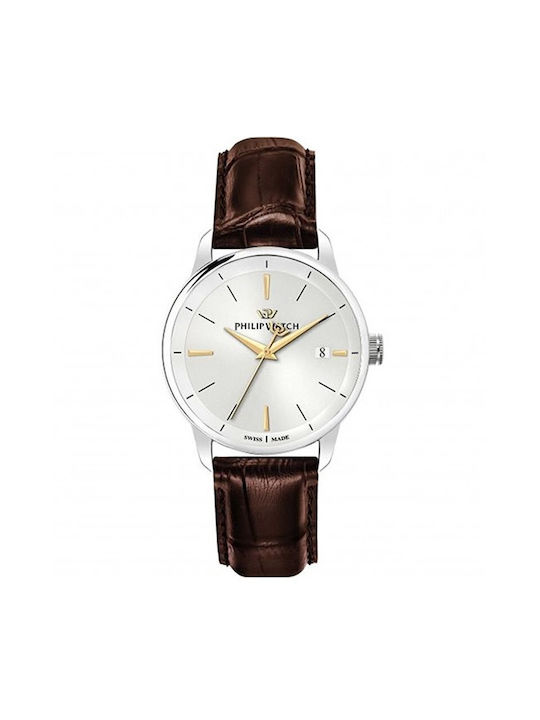 Philip Watch Women's Watch 40mm Battery with Brown Leather Strap
